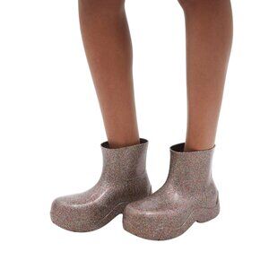 NIB BOTTEGA VENETA The Puddle Glitter Biodegradable-Rubber Boots